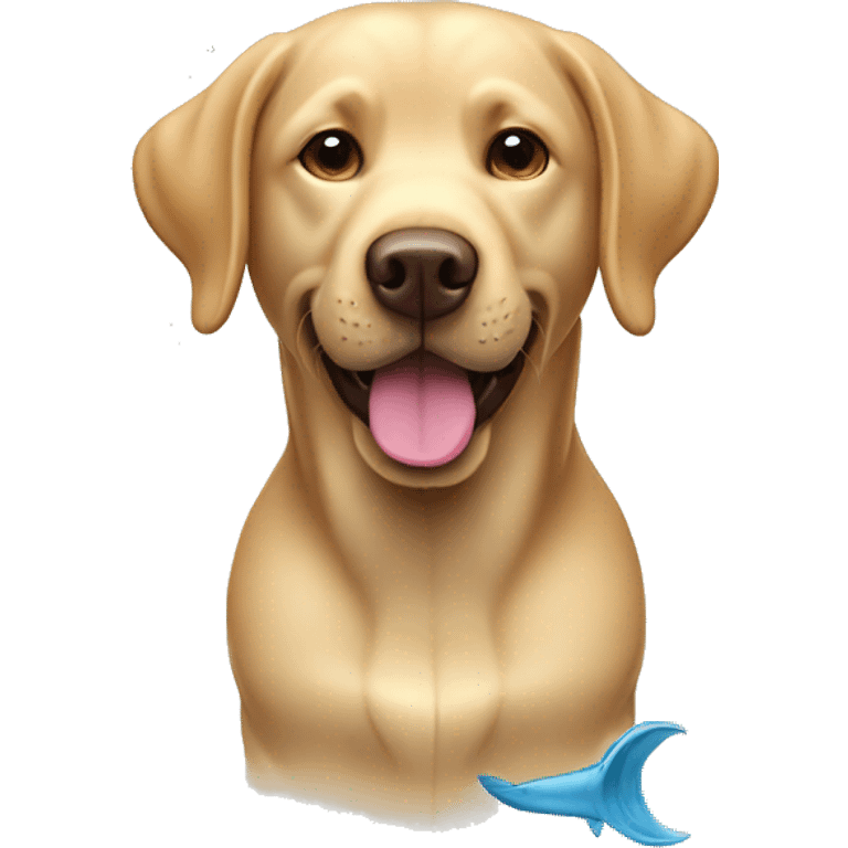 Un labrador avec une pêche dans la bouche  emoji