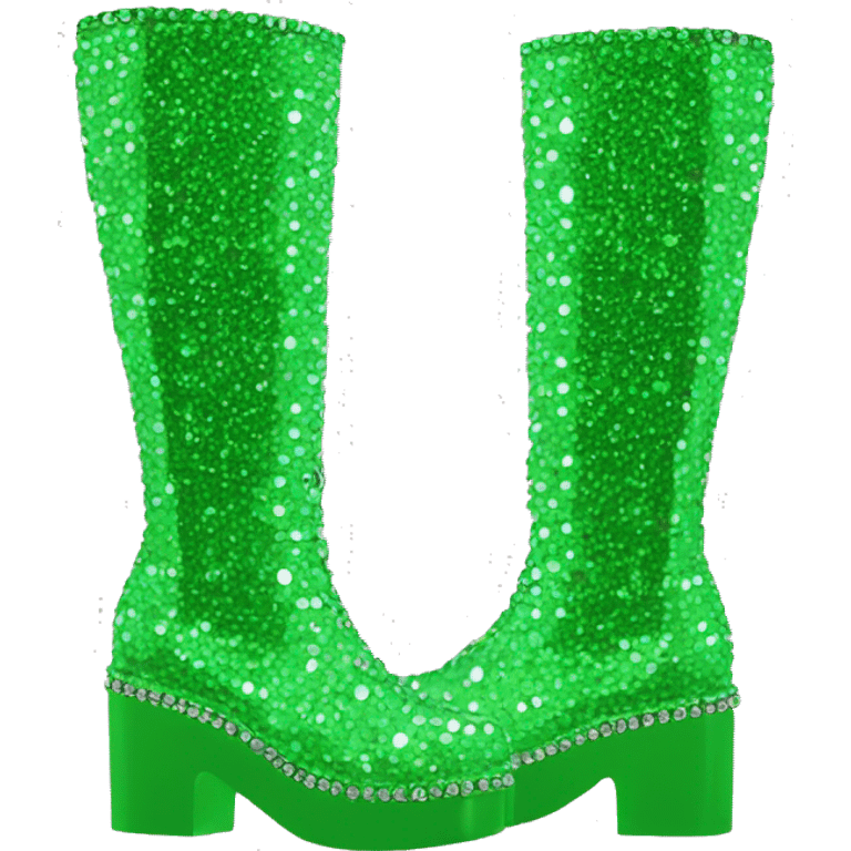 green rhinestone gogo boots emoji