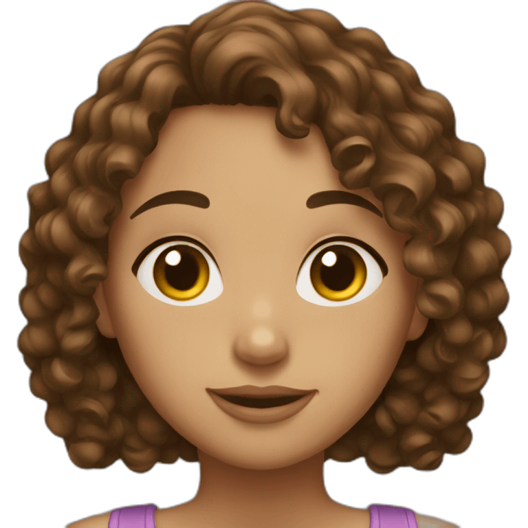 Girl brown hair curly emoji