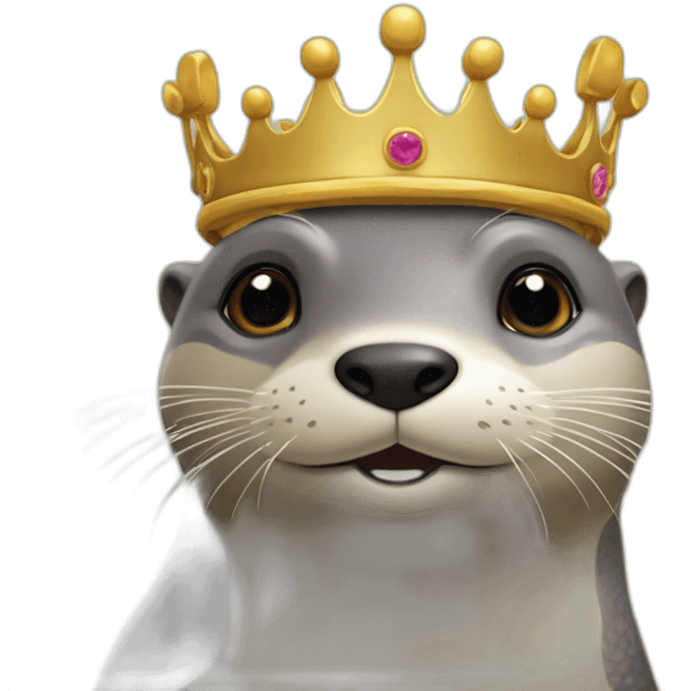 Une loutre sur une tortueun crâne avec une couronne emoji