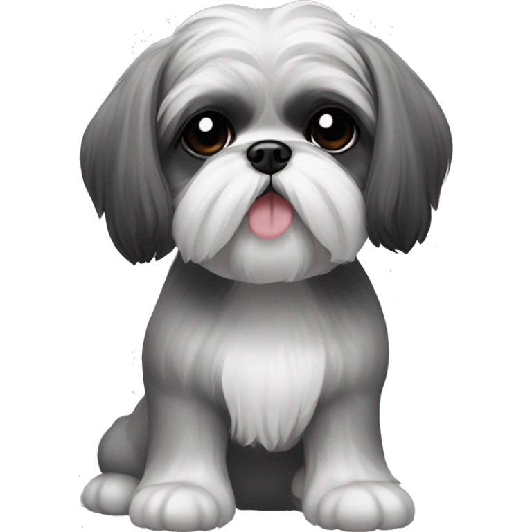 grey shih tzu with black ears emoji