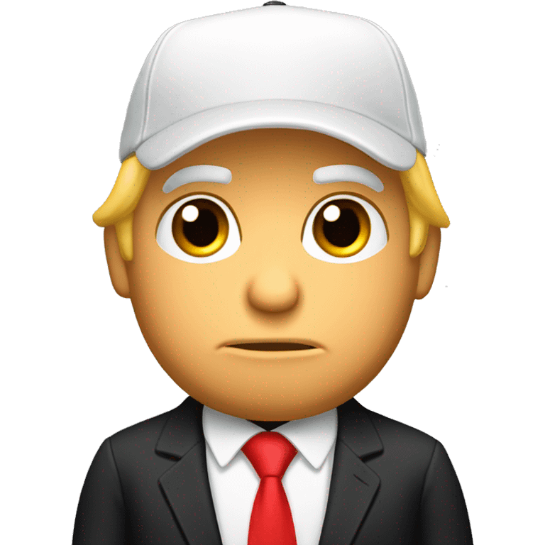 a single emoji of donald trump in a black suit, red tie, and red baseball cap emoji