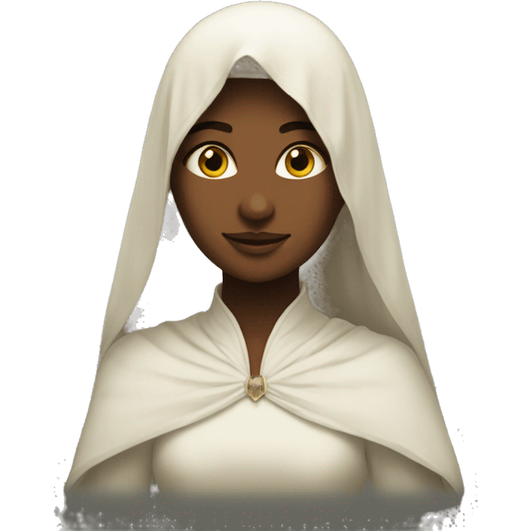 veela: Beautiful, enchanting beings with magical abilities and a temperamental nature, often appearing as woman shadows with transparent veils. emoji