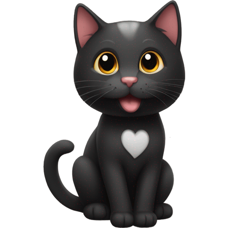 Gato negro corazón  emoji