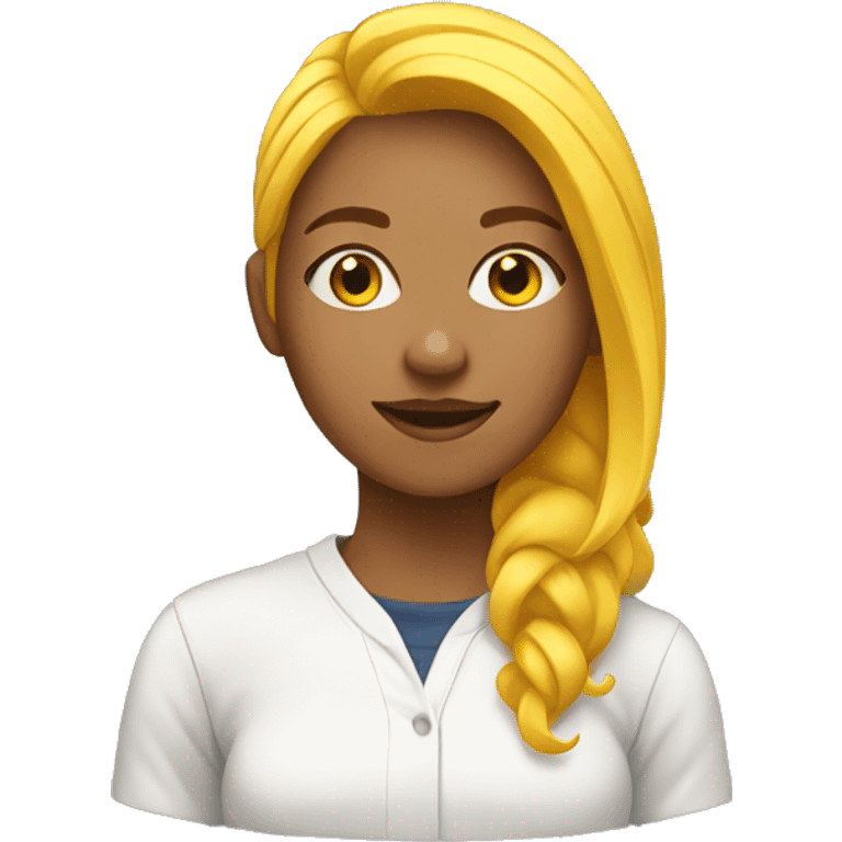 female college student with yellow hair emoji