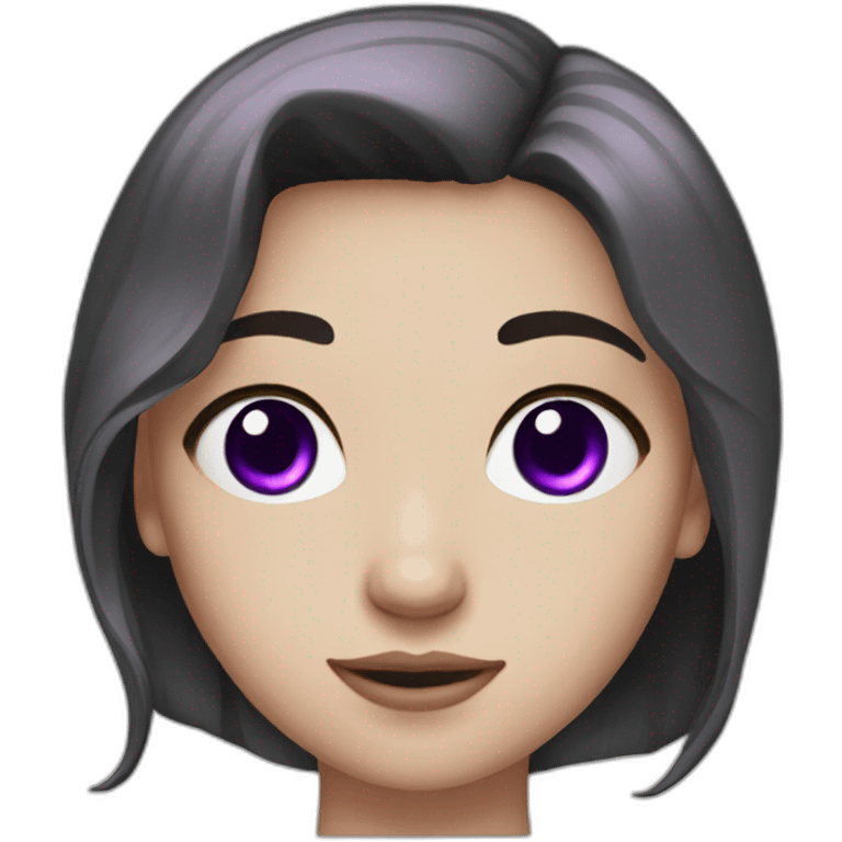 a white girl with purple eyes, half hair black and half hair white emoji