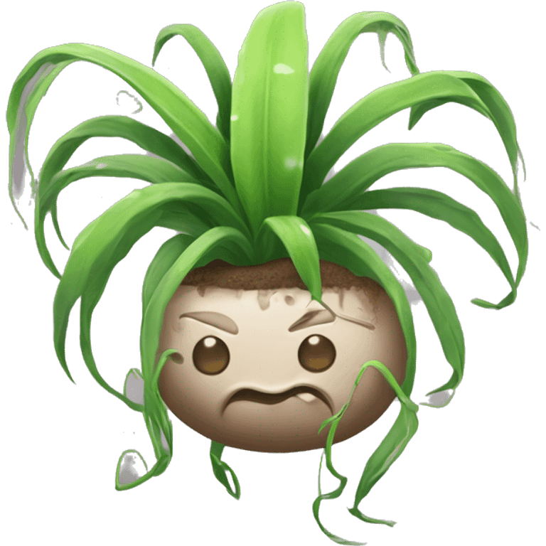 A magical sentient spider-plant who has a dirt ball at his center, who can walk, and long tendrils emoji