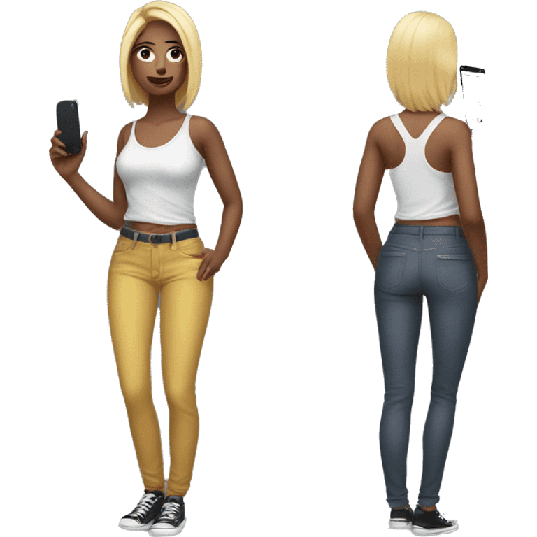 Hot girl with pants and phone emoji