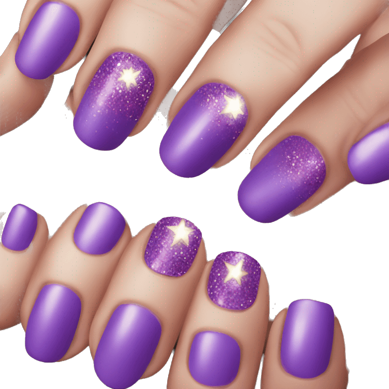 Emoji of purple nails with glitter emoji