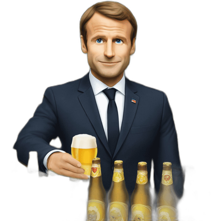 Macron qui boit une bière emoji