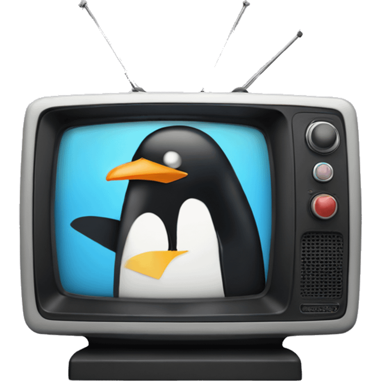 television with penguin and plex on screen emoji