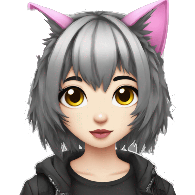 Edgy Kawaii Cute Cool Cartoon Anime Punk Techwear Catgirl emoji