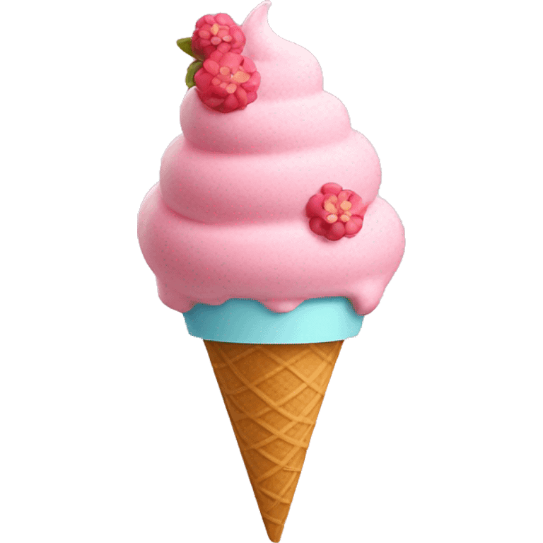 Pink ice cream Sunday with flowers  emoji