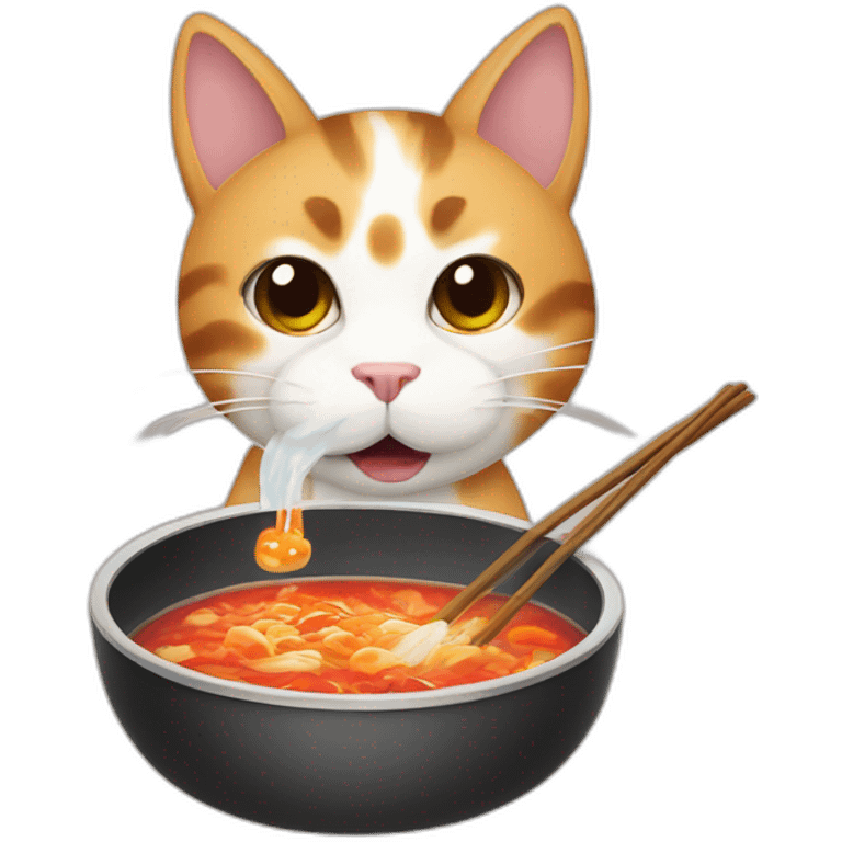 a cat eating hot pot emoji