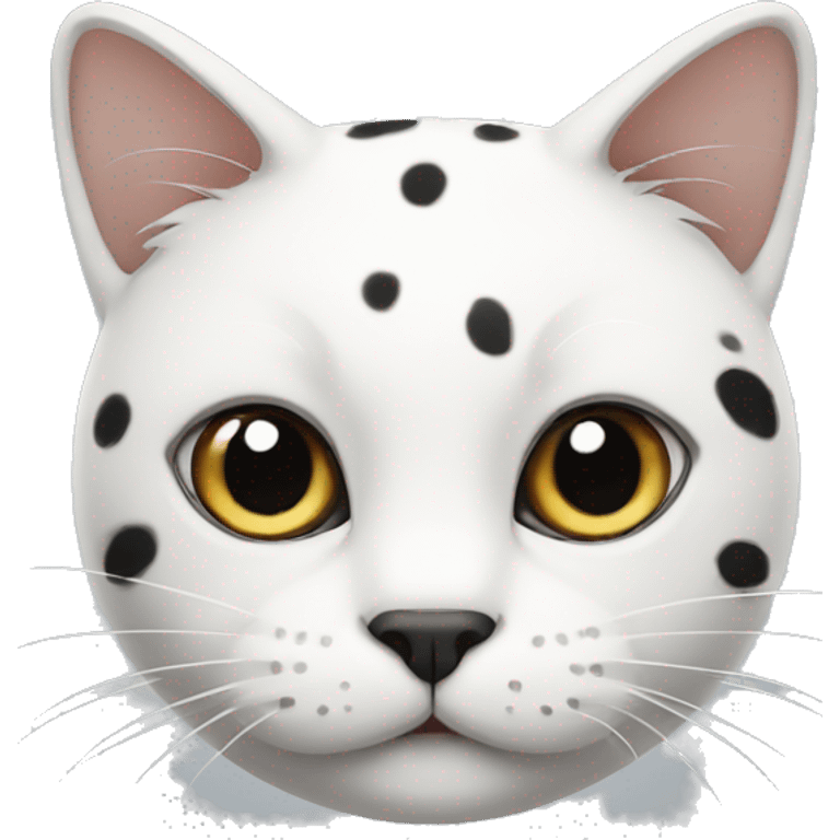 cat with a white face and black spots on its head emoji