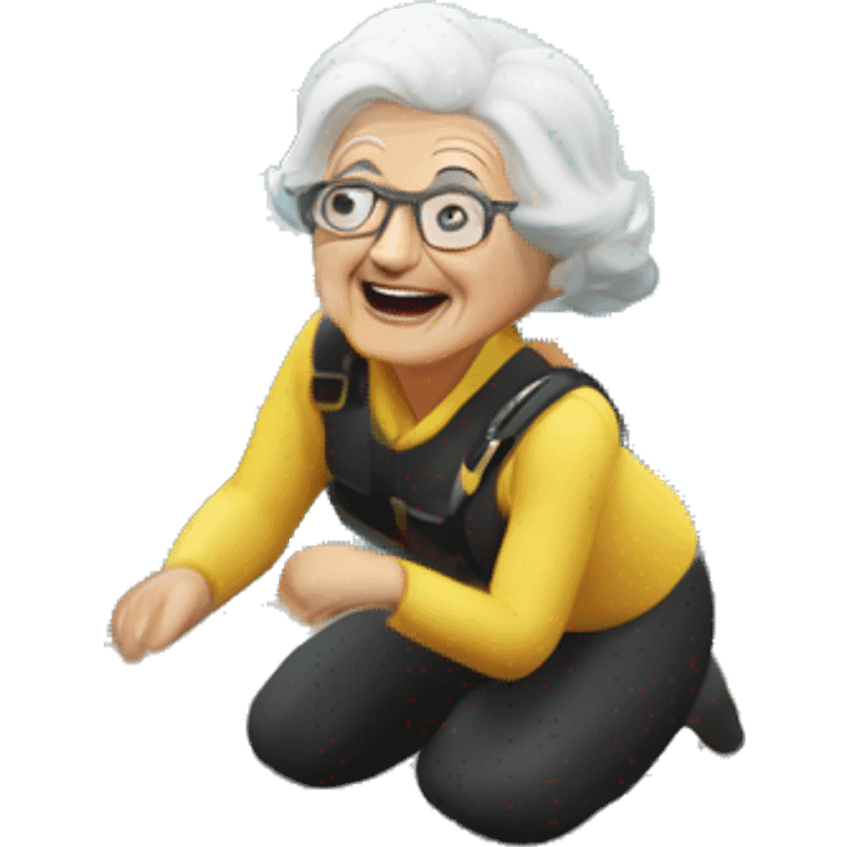 Gertrude elderly diving into water off a pier emoji