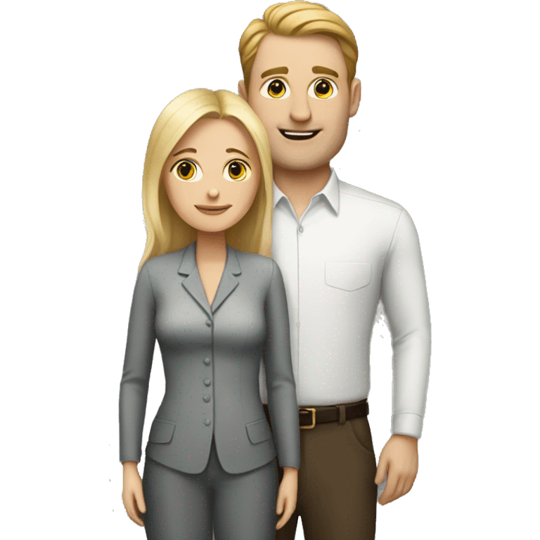 tall white woman next to shorter white man   emoji