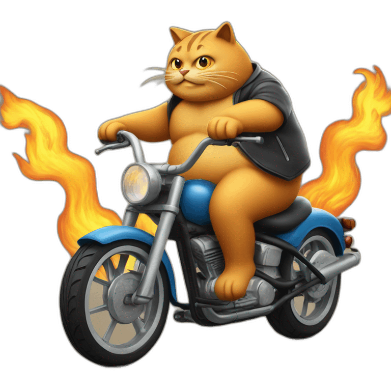 Fat-cat-riding-a-burning-bike emoji