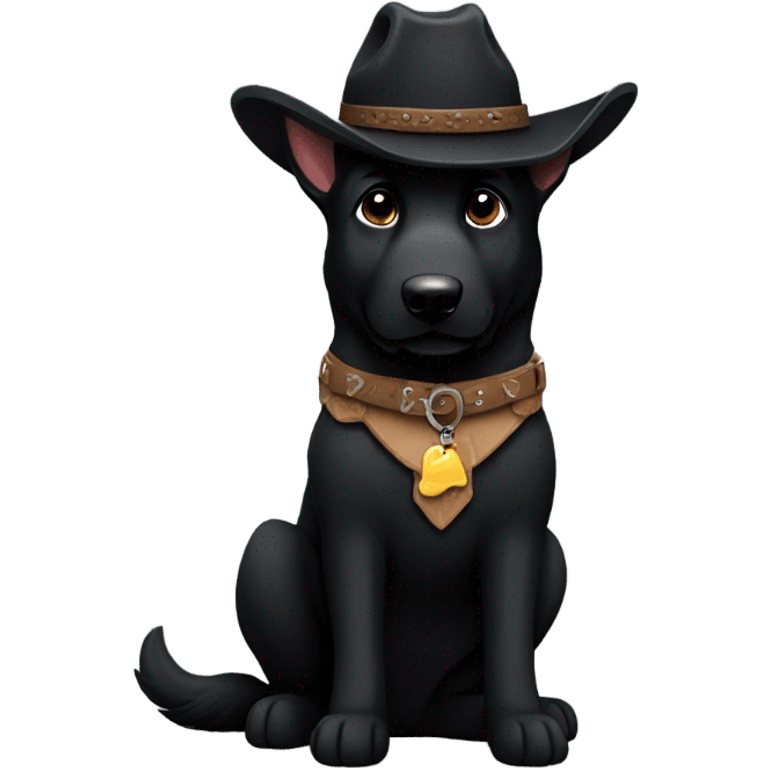 All black German shepherd cowboy  emoji