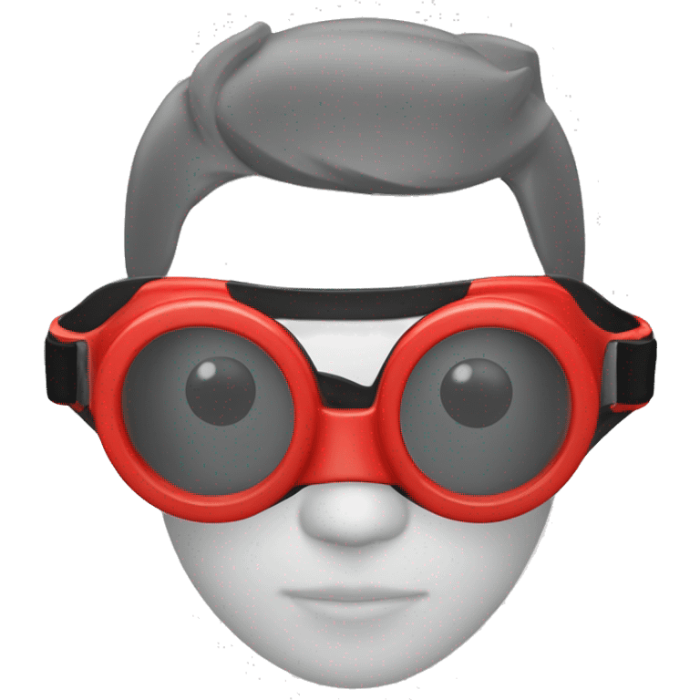 swimming goggles with red frame，cat-eye or spindle-like form，sharp edges emoji