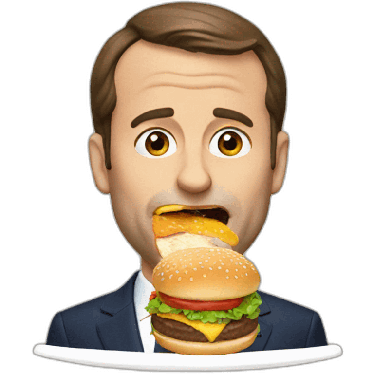 Macron eating burger emoji