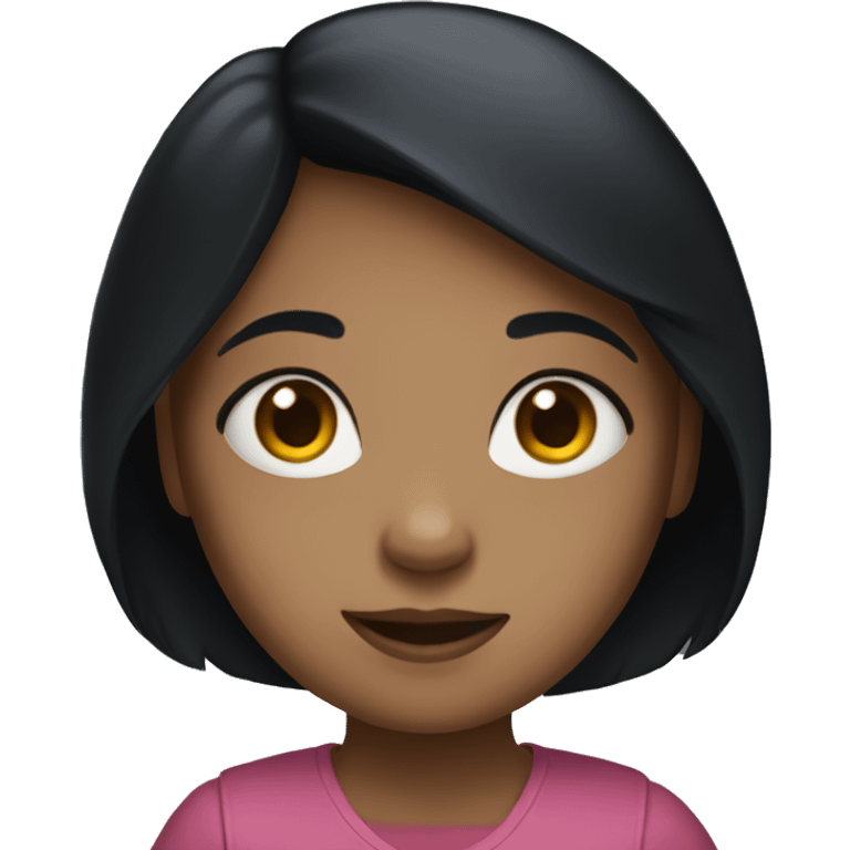 Girl with black hair and an IPad in the hand of Apple  emoji