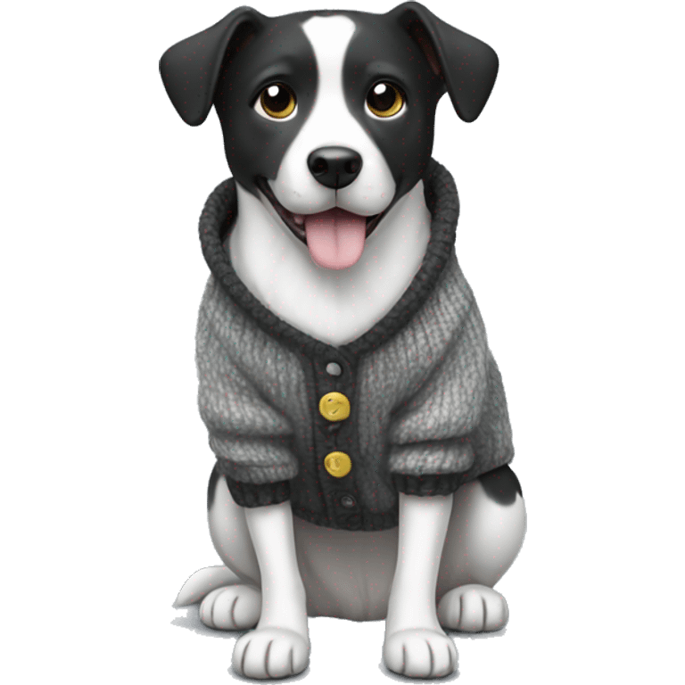 Black and white dog wearing sweater emoji