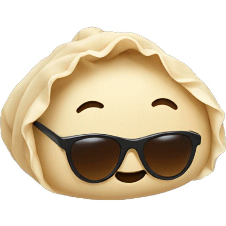 A dumpling with sunglasses on emoji