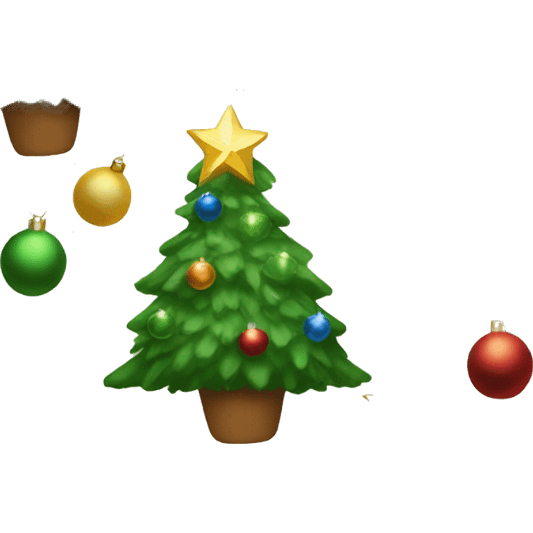 Christmas tree with ornaments and lights emoji