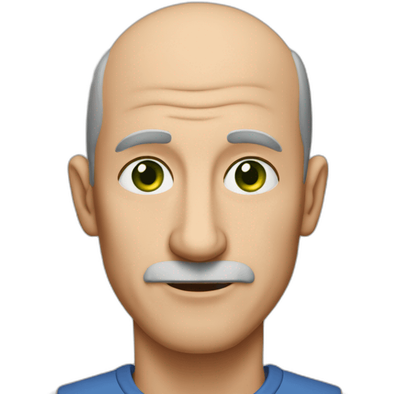 55-year-old man, a long nose, green eyes, balding, brown hair, no moustache emoji