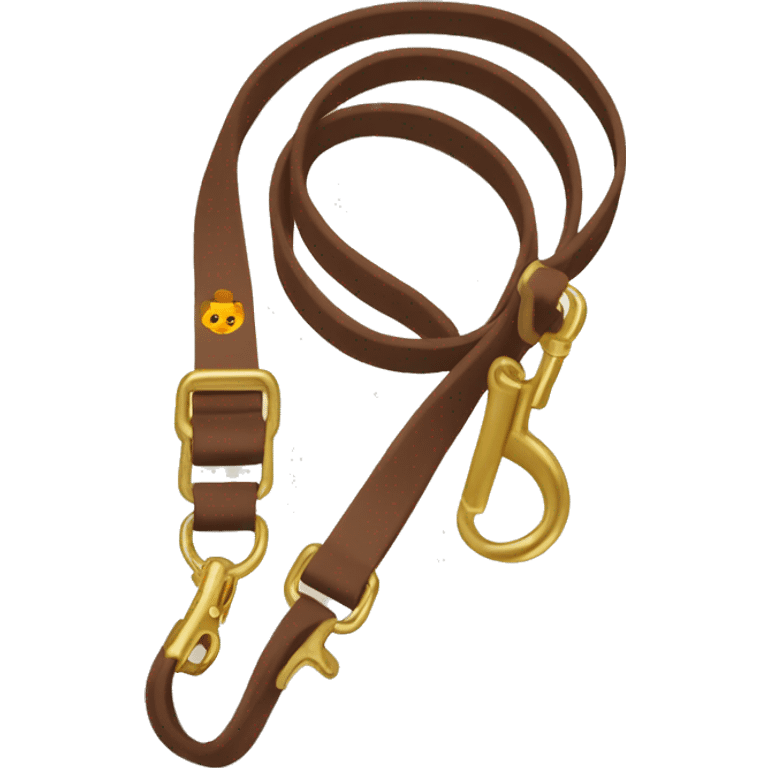 Brown dog leash with golden carabiner and loop emoji