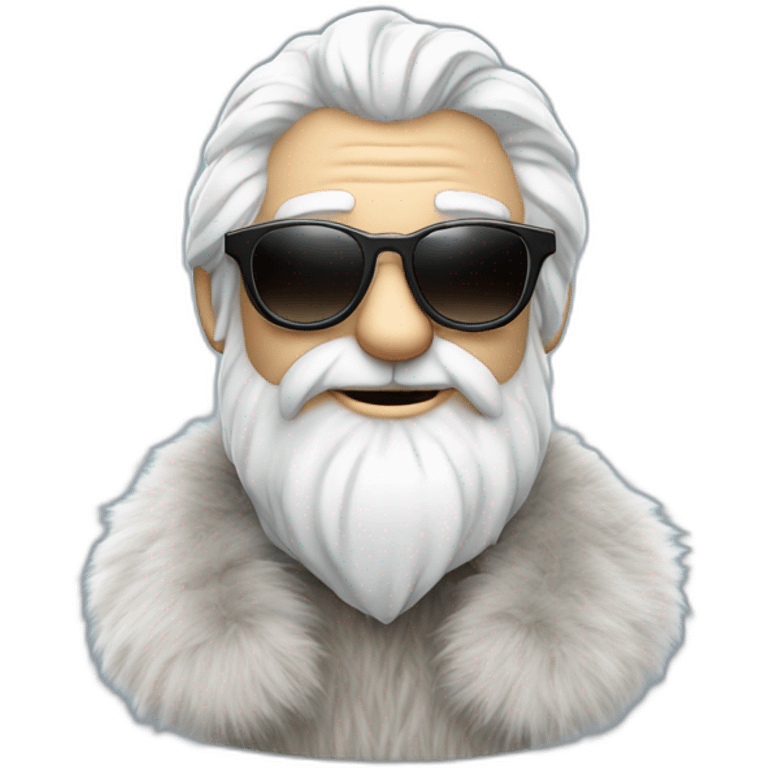 Father Frost in sunglasses glasses in a fur coat emoji