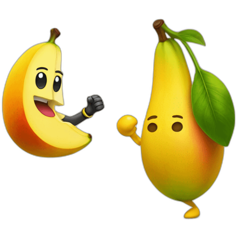 Mango fighting a banana emoji