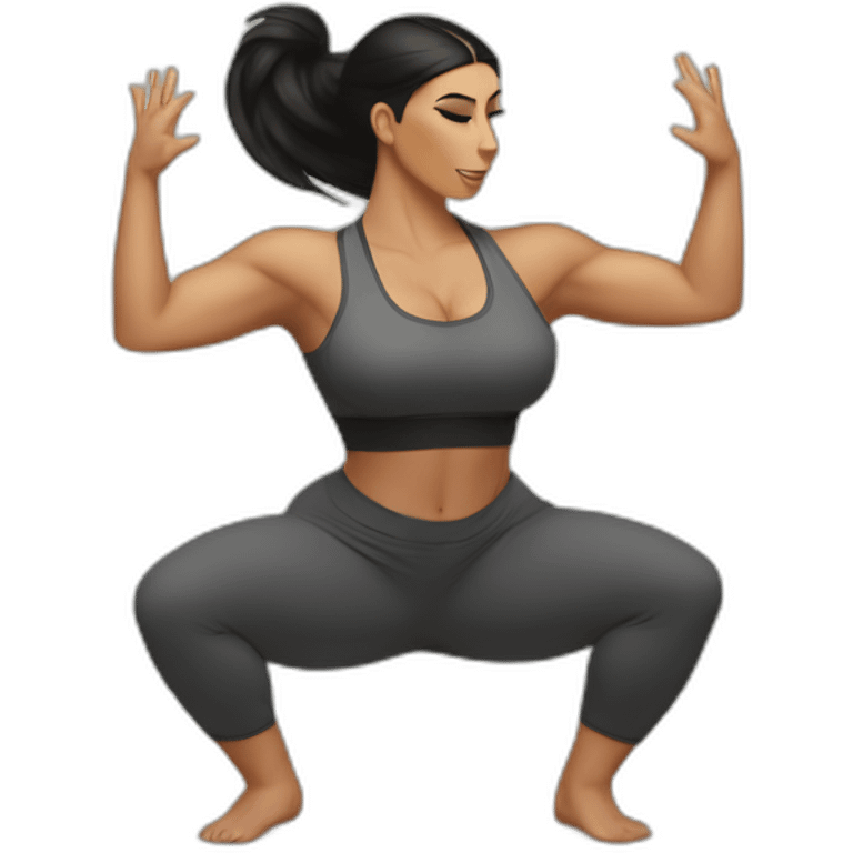 Kim Kardashian doing Yoga on a Big buff Gorilla emoji