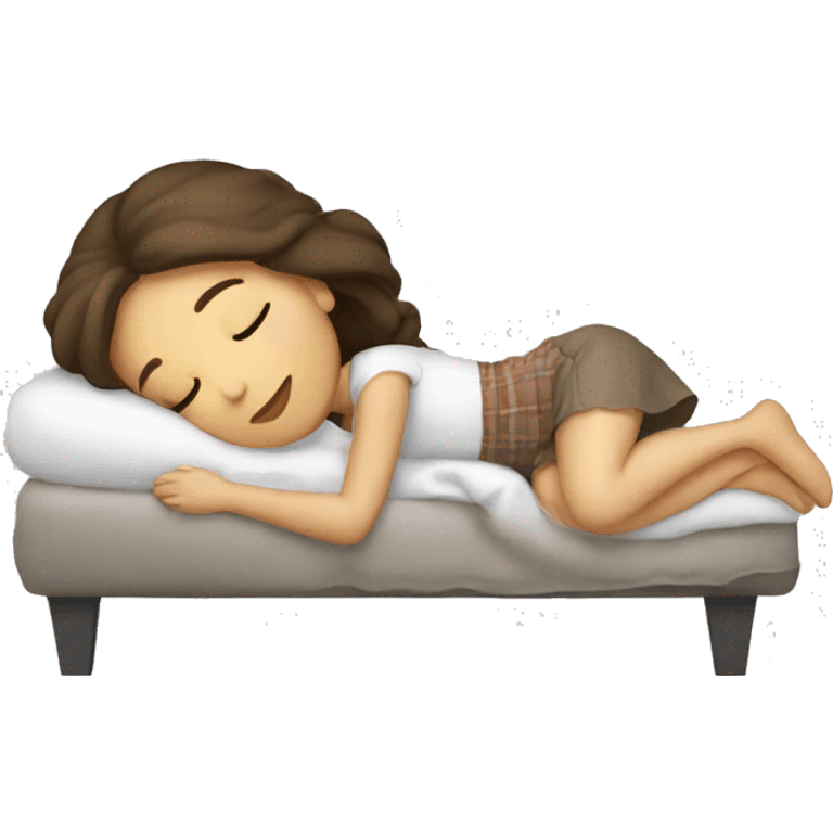 Brunette girl sleeping white emoji