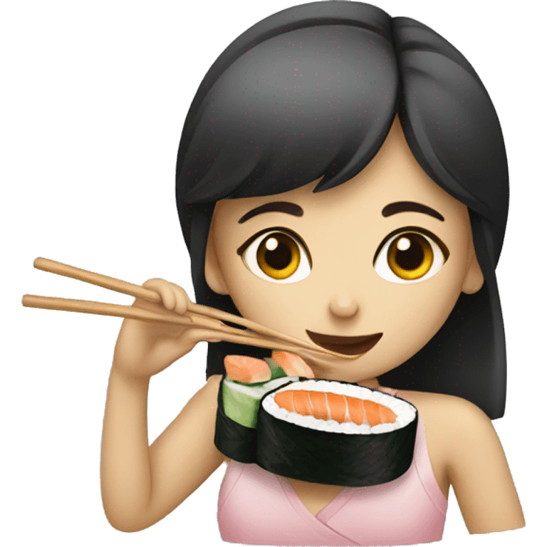 Girl eating sushi emoji