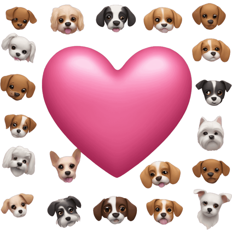 heart is pink with little dogs  emoji