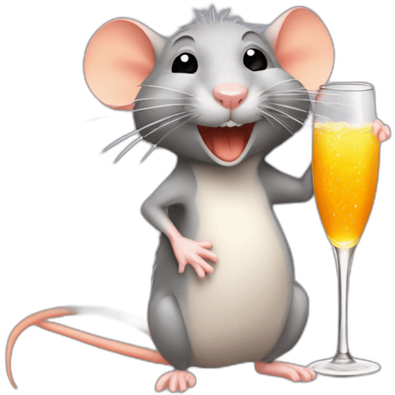 drunk rat with orange label champagne emoji