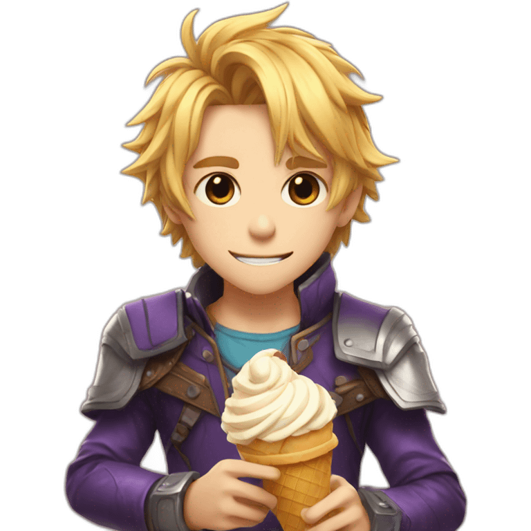 Ezreal eating ice cream emoji