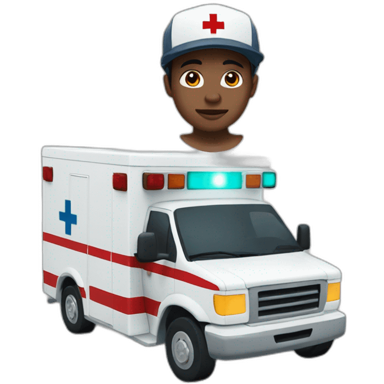 Ambulance yung man with white skin and brown hair and a cap emoji