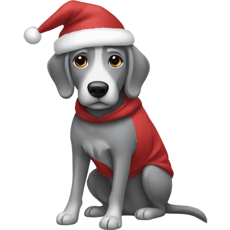 Grey dog with Christmas hoody  emoji