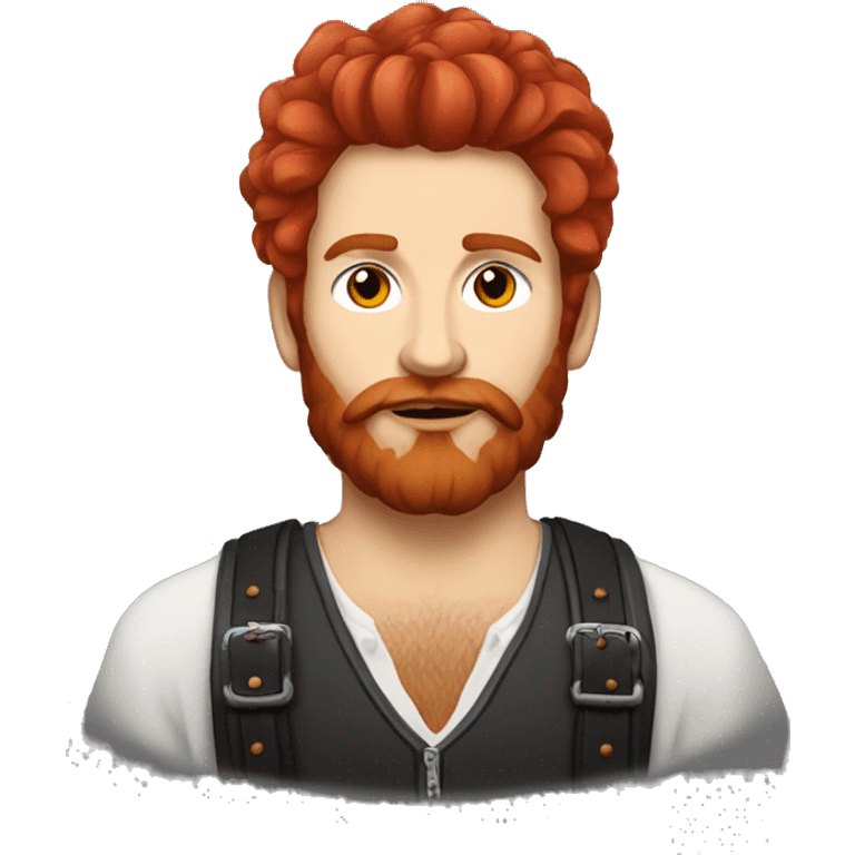 Baltic German Russian Métis Country Punk Guy, Black Auburn Hair, Trimmed Red Beard emoji