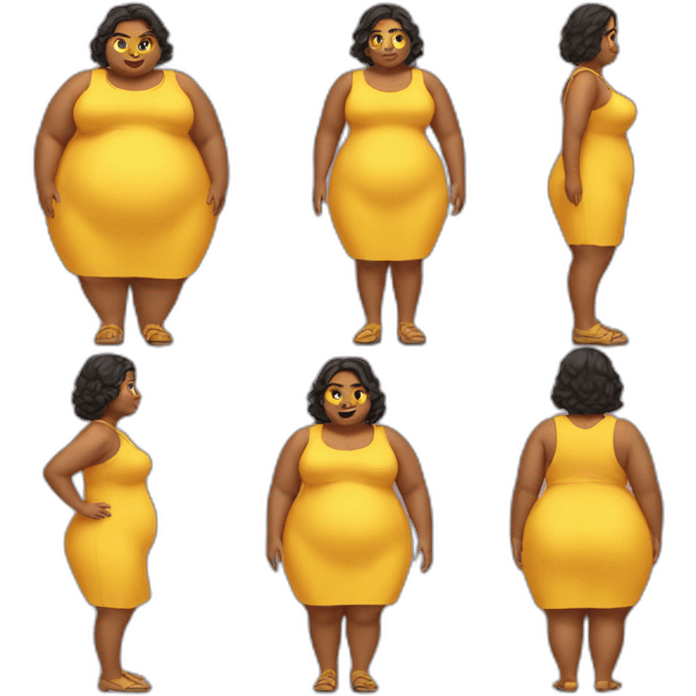 Fat girl yellow dressed emoji