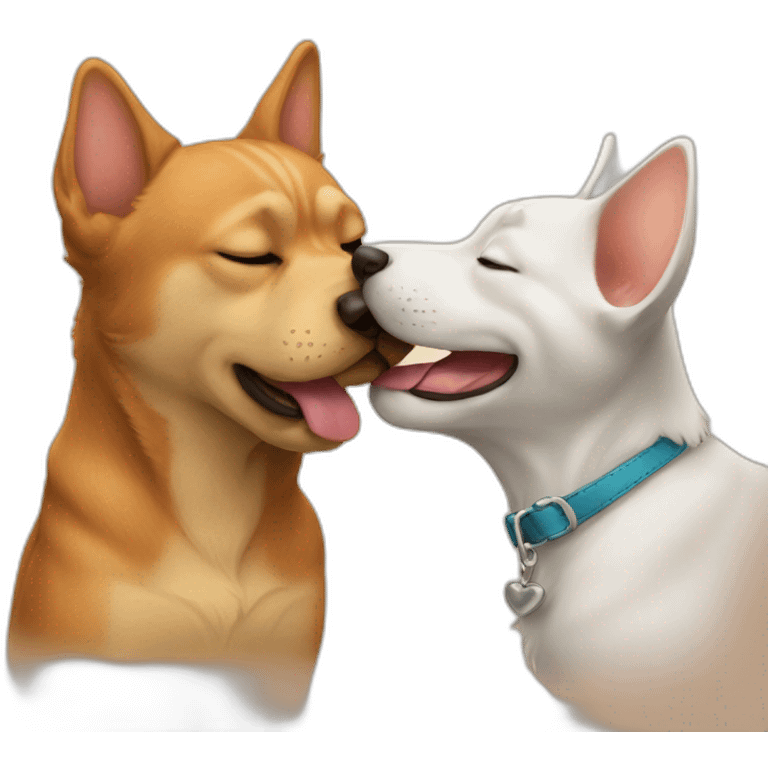 cat kissing dog emoji