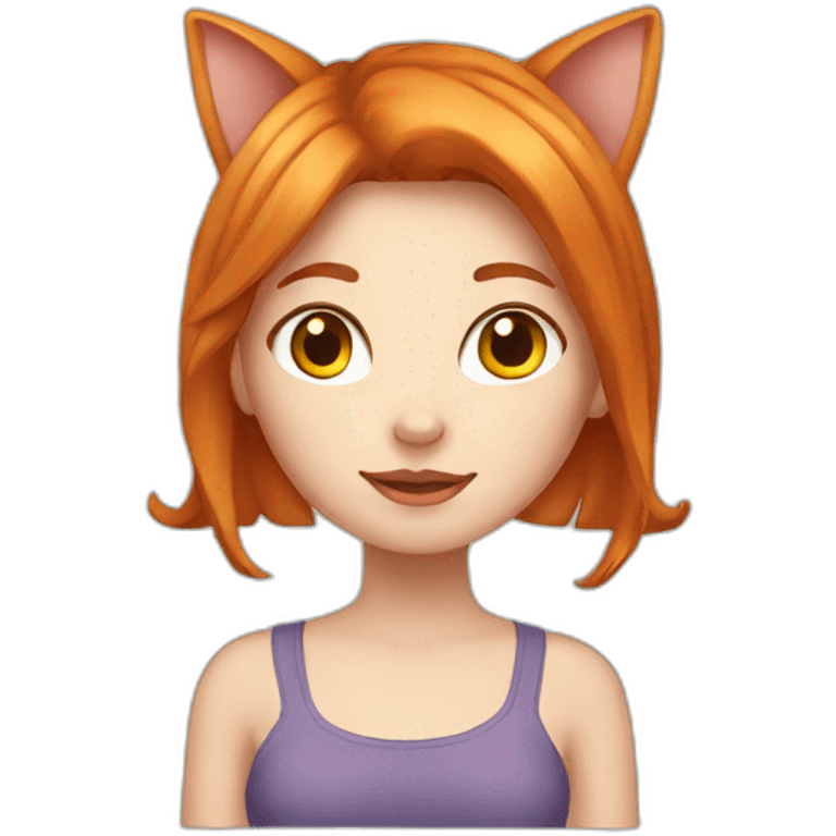 white redhead girl with cat ears emoji