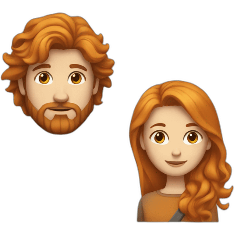 Dark-haired-Bearded-white-man and long haired ginger girlfriend  emoji