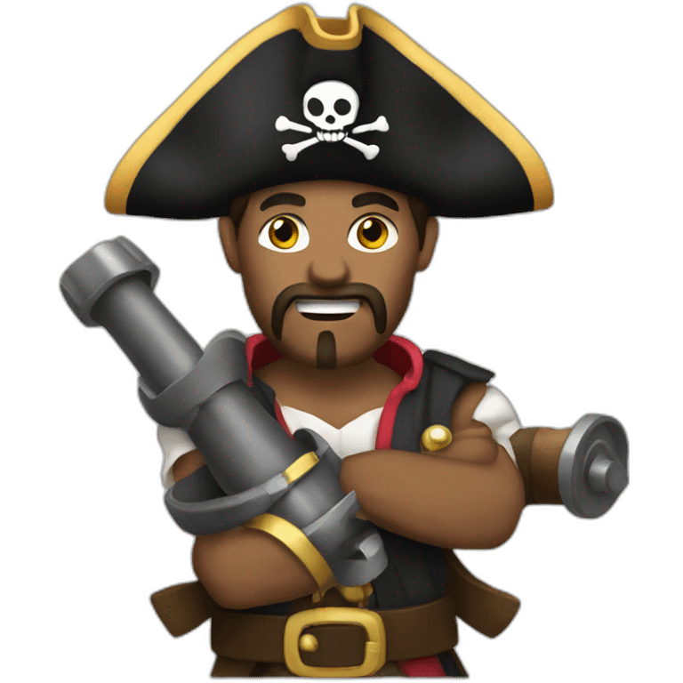 Pirate with biceps and a cannon emoji