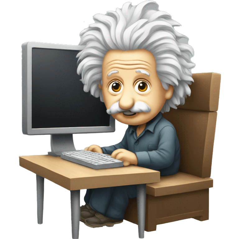 albert einstein with computer emoji