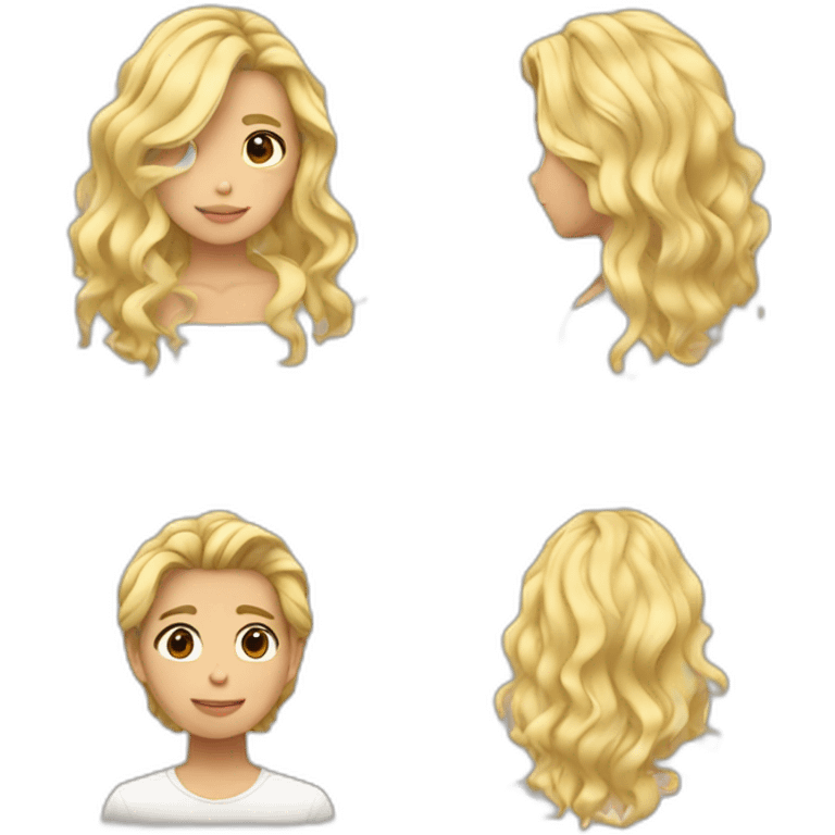 blonde wavy hair girl, tanned japanese boyfriend emoji