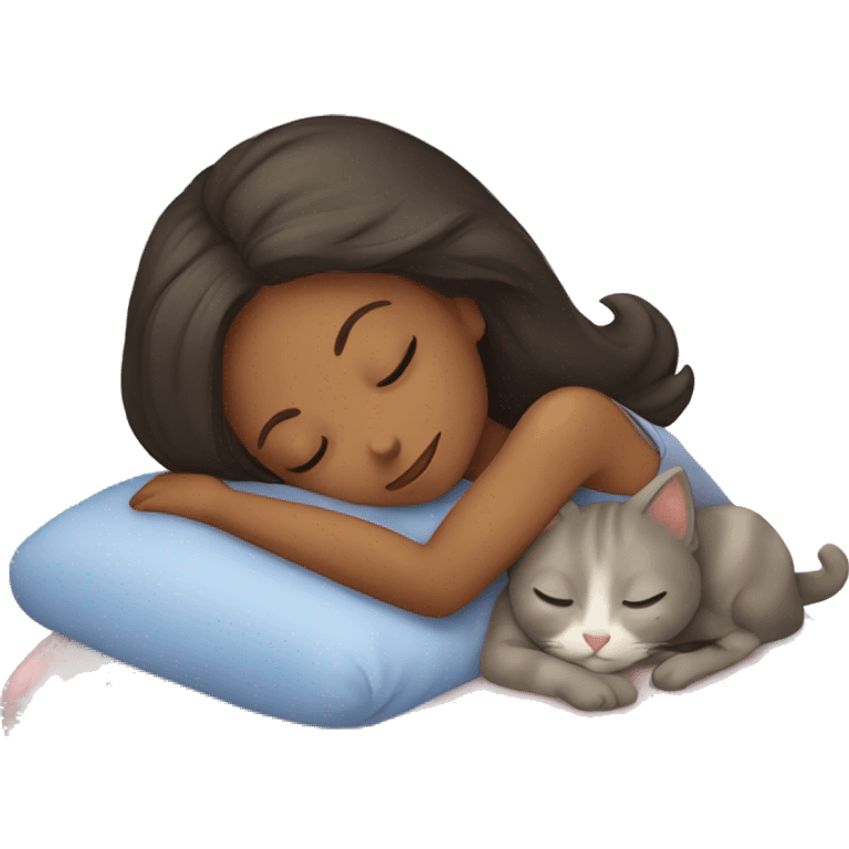 female sleeping with kitten  emoji